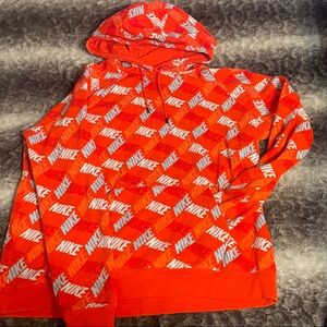 Nike Bold Red and White Patterned Hoodie